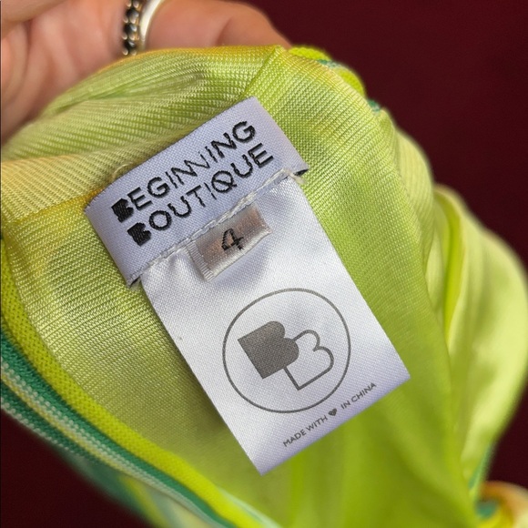 Beginning boutique Striped Green Halter Top size 4 tie back y2k stretchy - Picture 5 of 5